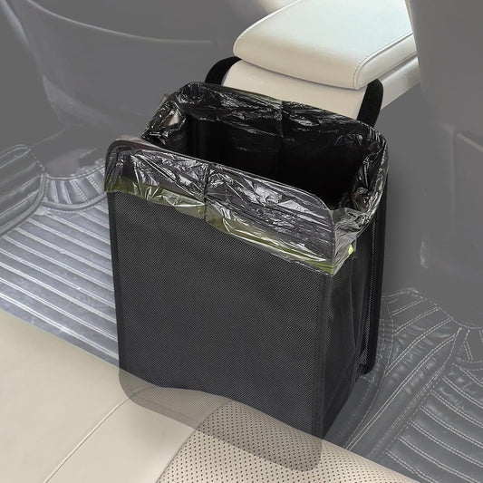 Foldable Car Trash Can - 3 Gallon Capacity, Water-Resistant and Leakproof Design, Car Organization (Black)