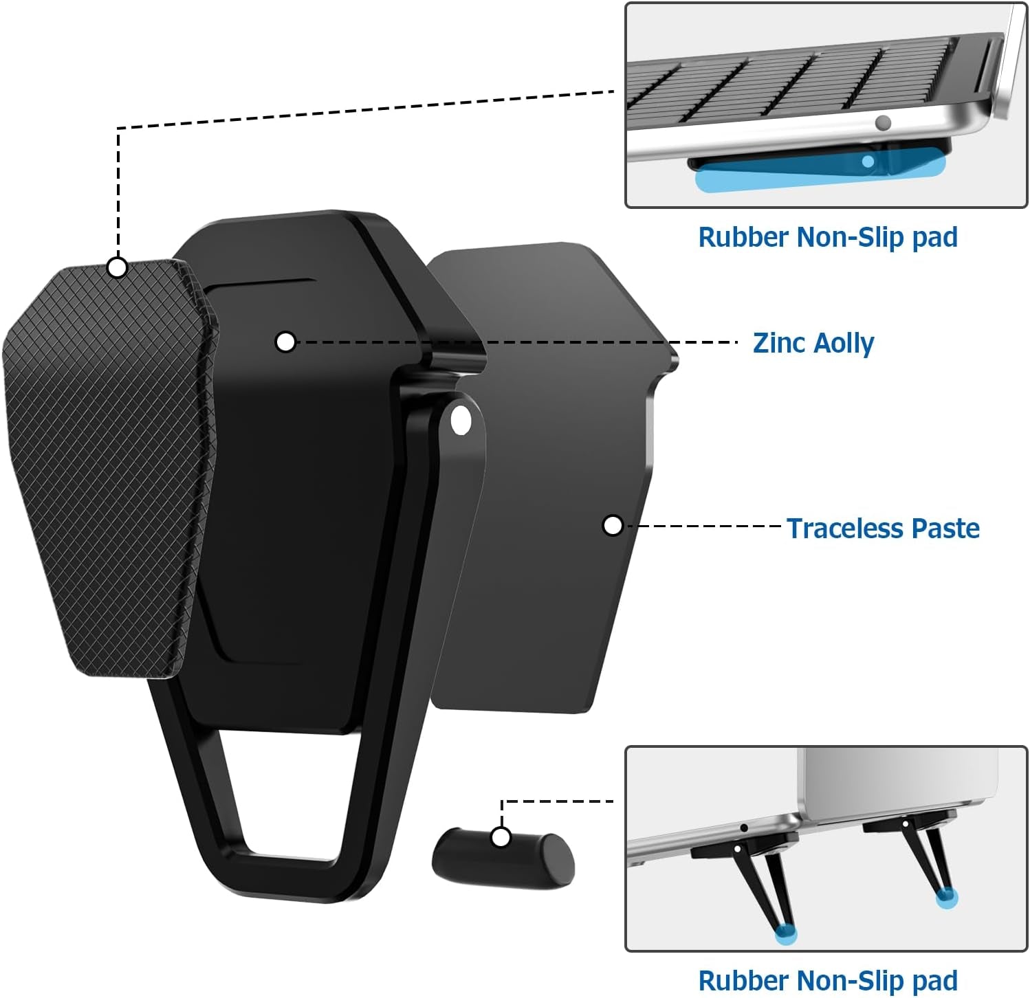 Portable Invisible Laptop Stand (2-Pack) - Mini Aluminum Cooling Pad and Ergonomic Lightweight Desk Stand 12-17 Inch Tablets/Laptops - Black