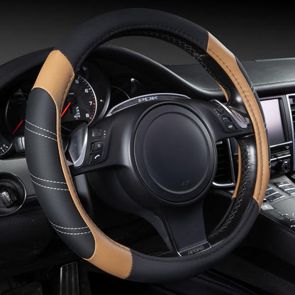 Line Rider Microfiber Leather Sport Steering Wheel Cover - Universal Fit (14.5-15 Inches) - Anti-Slip, Comfortable