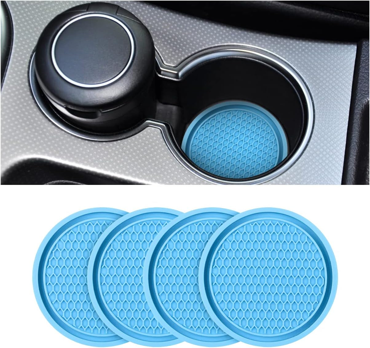 Universal Non-Slip Car Cup Holder Coasters - 4 Pack, 2.75 Inch Diameter, Durable Accessory for Most Vehicle Interiors (Red)