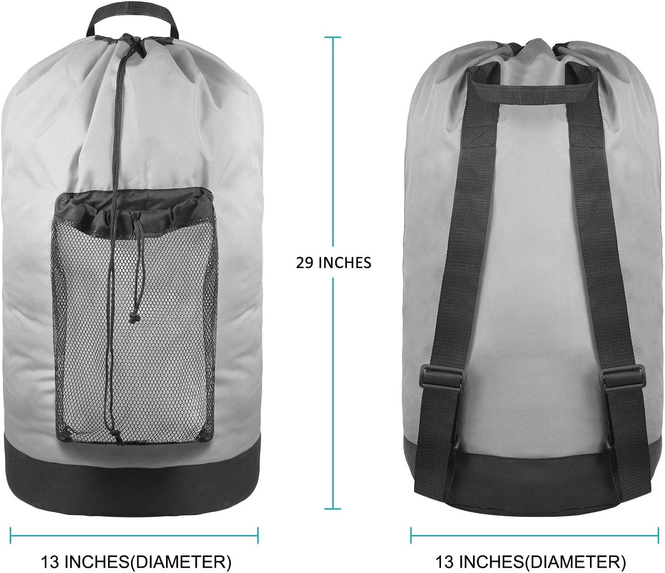 Nylon Laundry Backpack with Shoulder Straps and Mesh Pocket