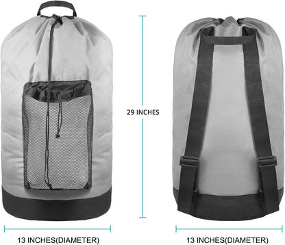 Nylon Laundry Backpack with Shoulder Straps and Mesh Pocket
