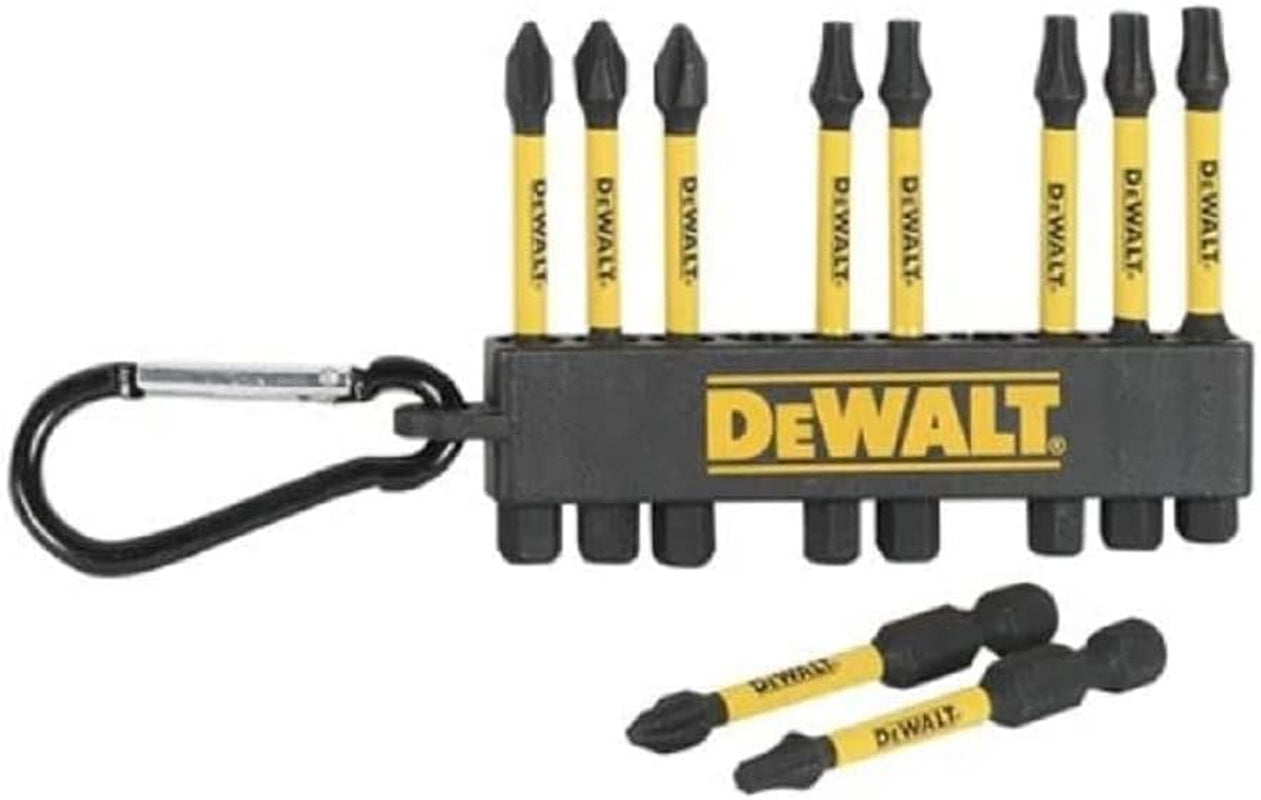 Mixed Square and Phillips Screw Bit Set with Carabiner Clip – 10 Pieces 