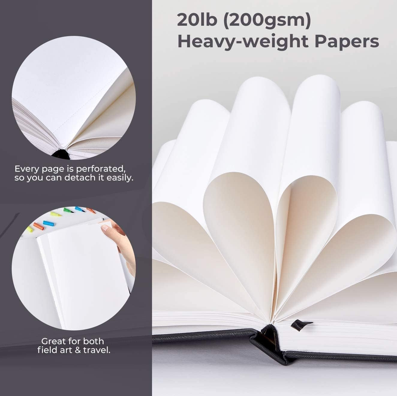Professional Sketchbook Marker Pads, 6.9" x 6.5" Mini Size, 120LB/200GSM Heavyweight Smooth Drawing 30 Sheets/60 Pgs, Hardcover