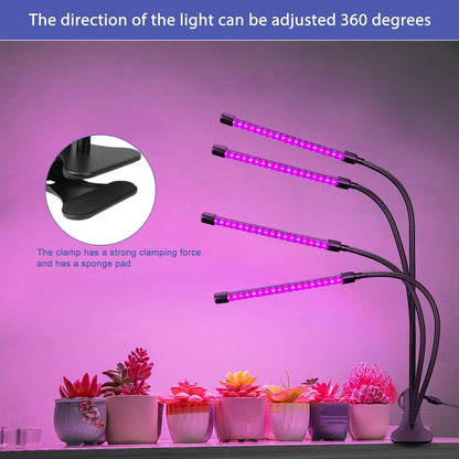 Full Spectrum Indoor Plant Grow Lights with Auto On/Off Timer, Dimmer, Adjustable Gooseneck, and Multiple Switch Modes for Greenhouse, Home, and Office Use