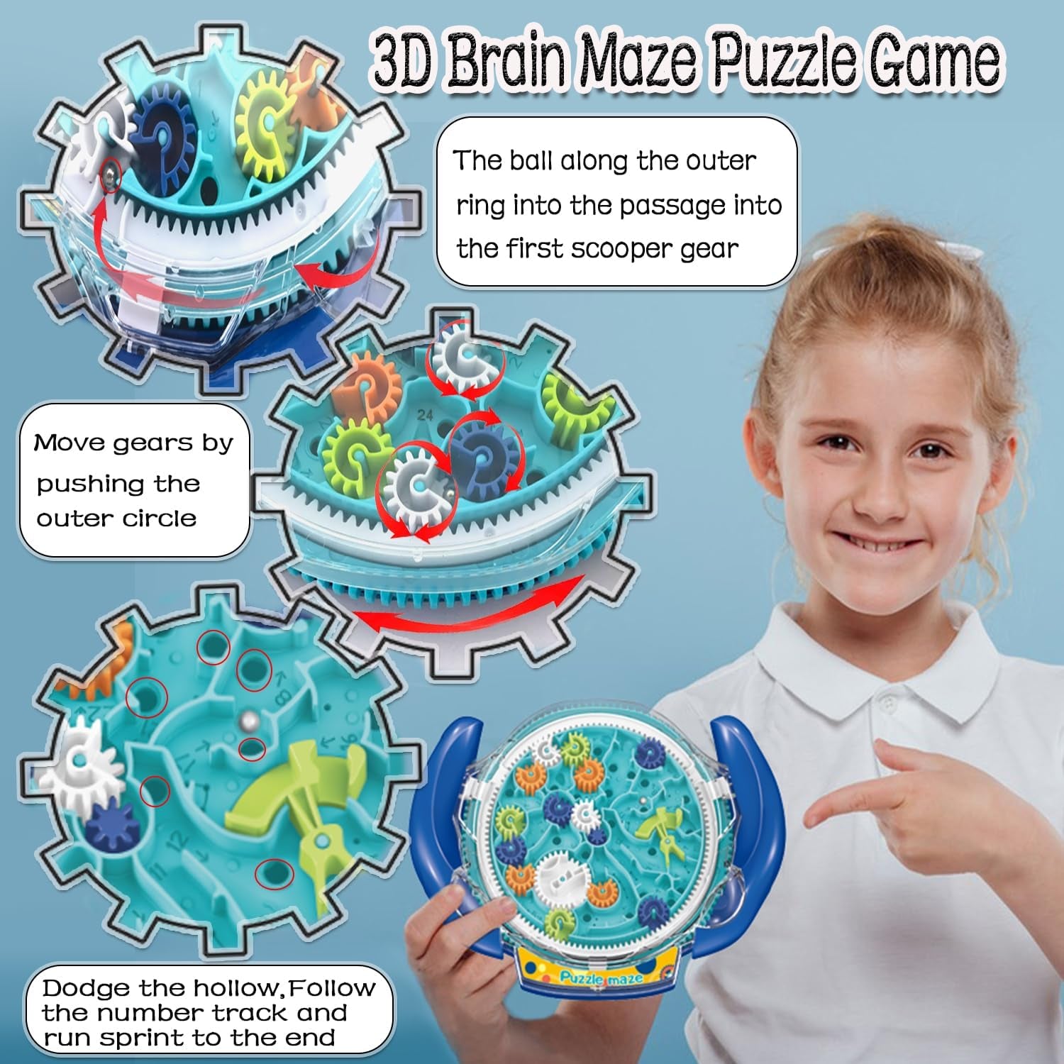 3D Brain Maze Puzzle Game - Educational Fidget Toy for Children Aged 6+