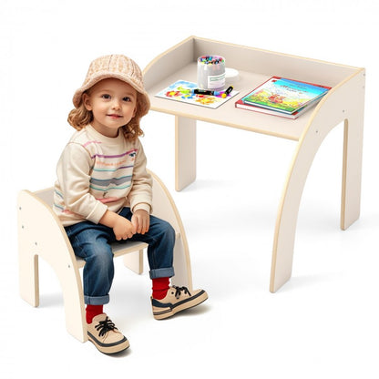 Children's Table and Chair Set Featuring a Spacious Tabletop and Safety-Designed Curved Edges for Playrooms