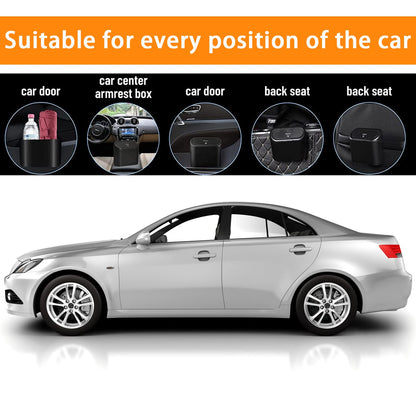 Leakproof Car Trash Can with Lid - Compact Garbage Bin for Vehicle, Office, Kitchen, Home, 40 Trash Bags Included