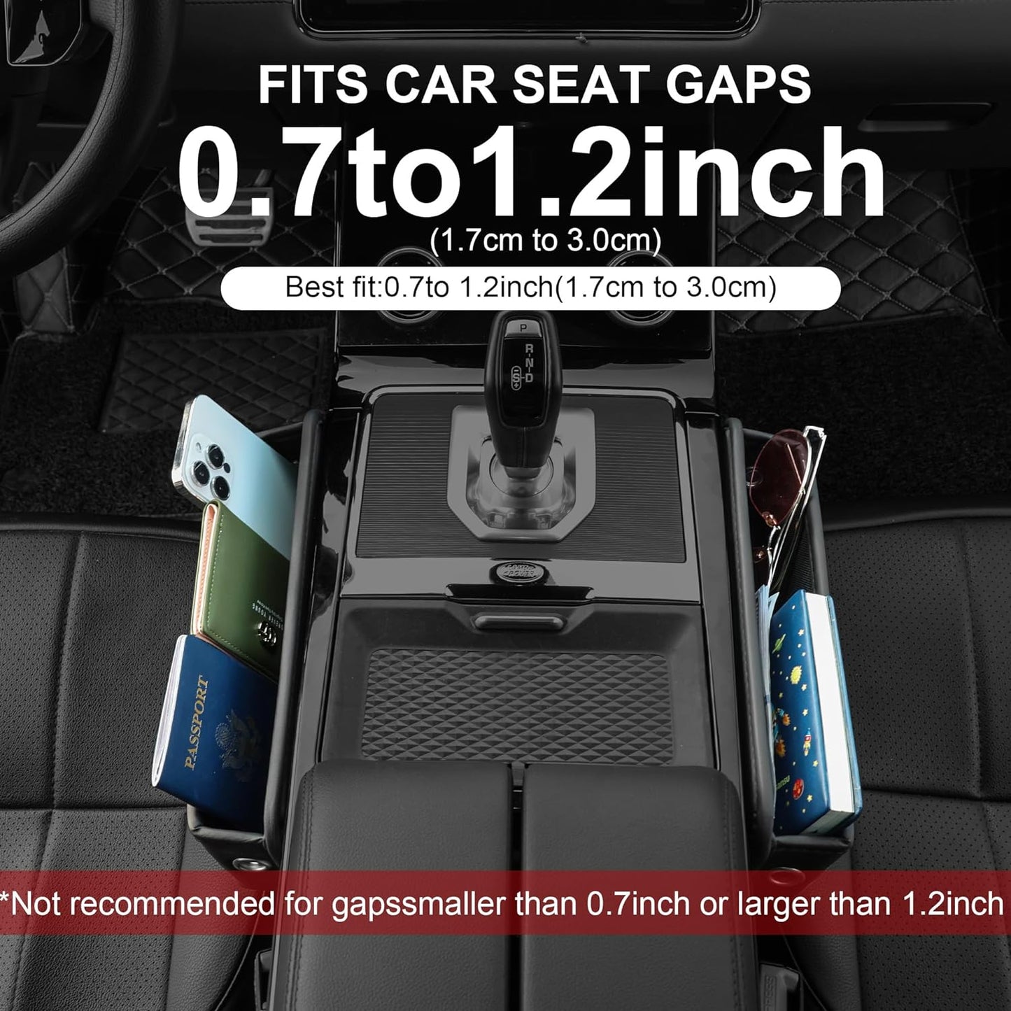 Leather Car Seat Gap Filler and Organizer - Black (1 Piece)