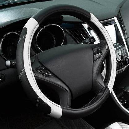 Line Rider Microfiber Leather Sport Steering Wheel Cover - Universal Fit (14.5-15 Inches) - Anti-Slip, Comfortable
