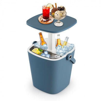 3-in-1 Portable Cooler Bar Table with Integrated Bottle Opener and Lift-Top Lid for Outdoor Use