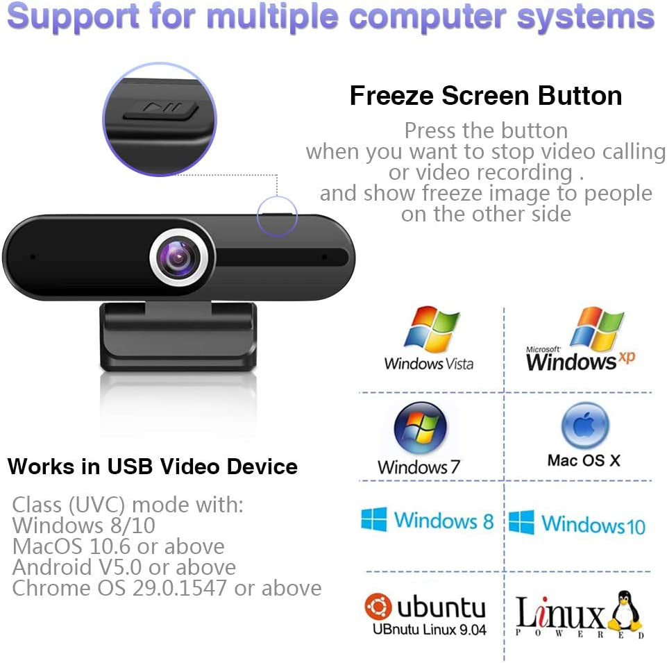 4K Ultra HD Webcam with Microphone and Mini Tripod, 8 Megapixel Streaming Camera for Laptop and Desktop, Featuring Privacy Shutter