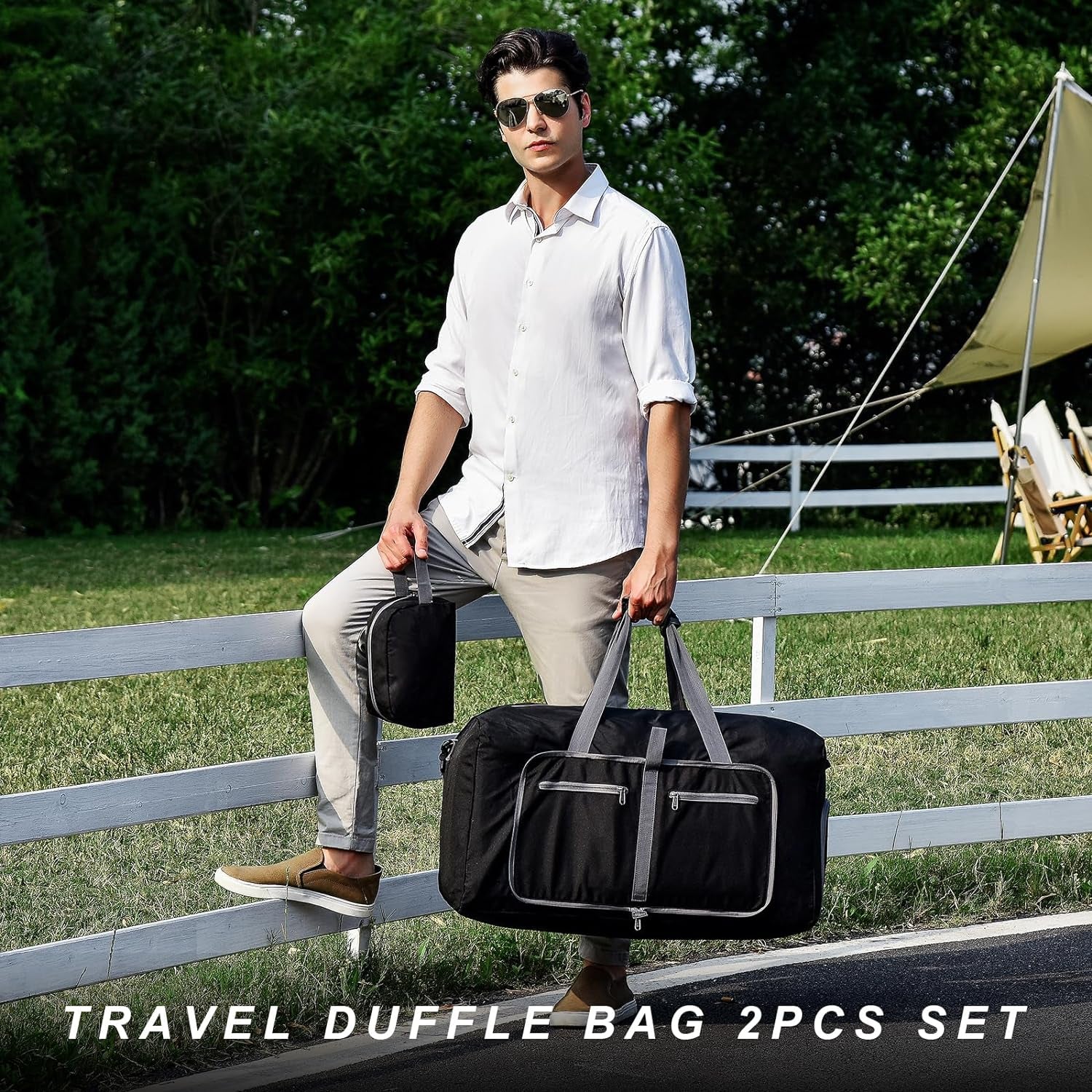 Professional Waterproof Duffle Bag with Shoe Compartment and Adjustable Strap, Foldable Travel Design for Men and Women