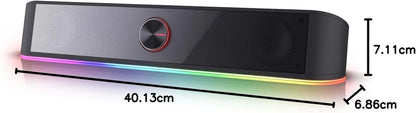 RGB Desktop Soundbar - 2.0 Channel Computer Speaker with Dynamic Audio-Light Sync, Touch-Control Backlit Volume Knob, USB Powered with 3.5mm Cable