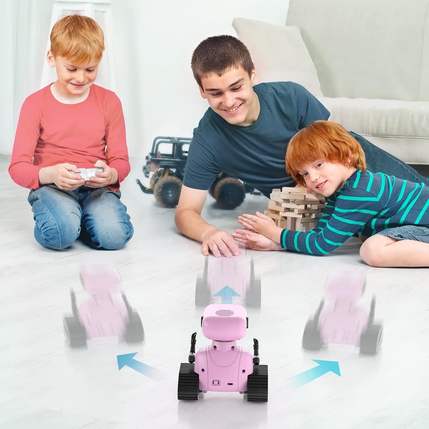 Rechargeable RC Robot Remote Control Toy with Music and LED Eyes, Gift for Children Age 3+ Pink