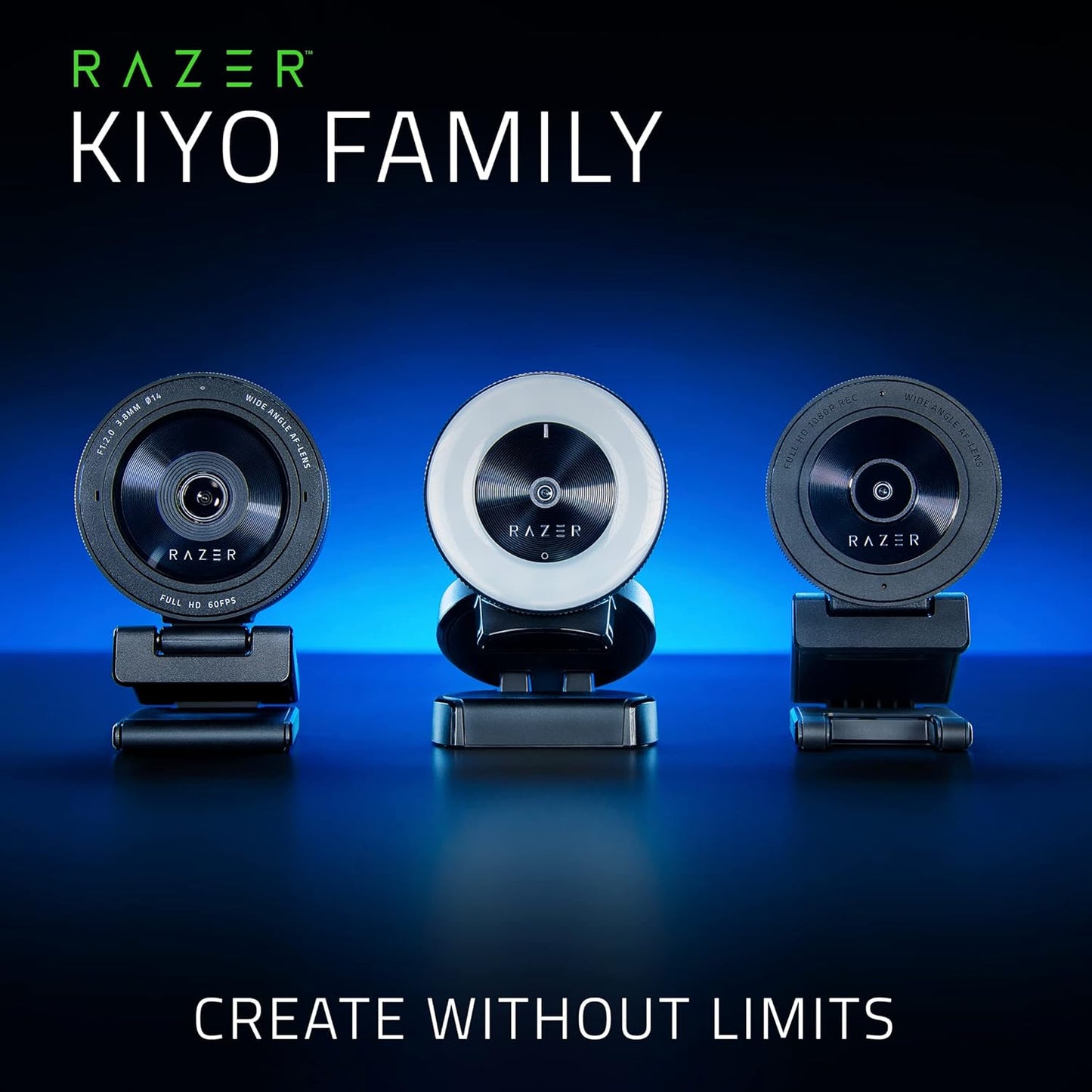 Full HD Streaming Webcam with Adjustable Ring Light, Built-In Microphone, and Autofocus - Compatible with Zoom, Teams, and Skype