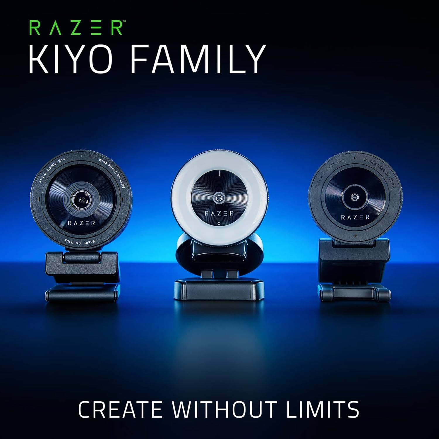 Full HD Streaming Webcam with Adjustable Ring Light, Built-In Microphone, and Autofocus - Compatible with Zoom, Teams, and Skype