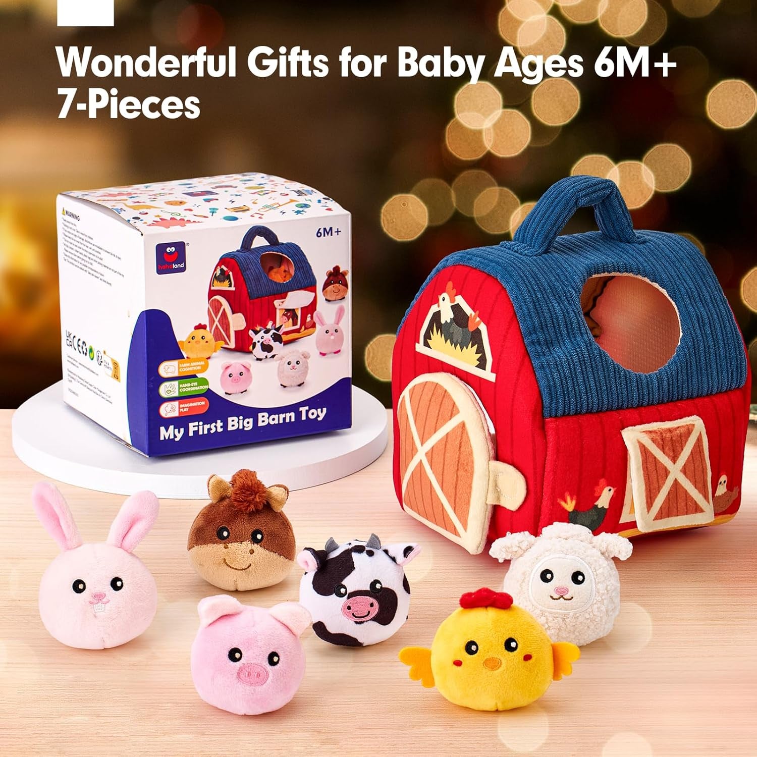 Surprise Barn Plush Farm Animal Rattles and Mirror Baby Toys, Sensory Development Toys  6-12 Months - Travel Toys 