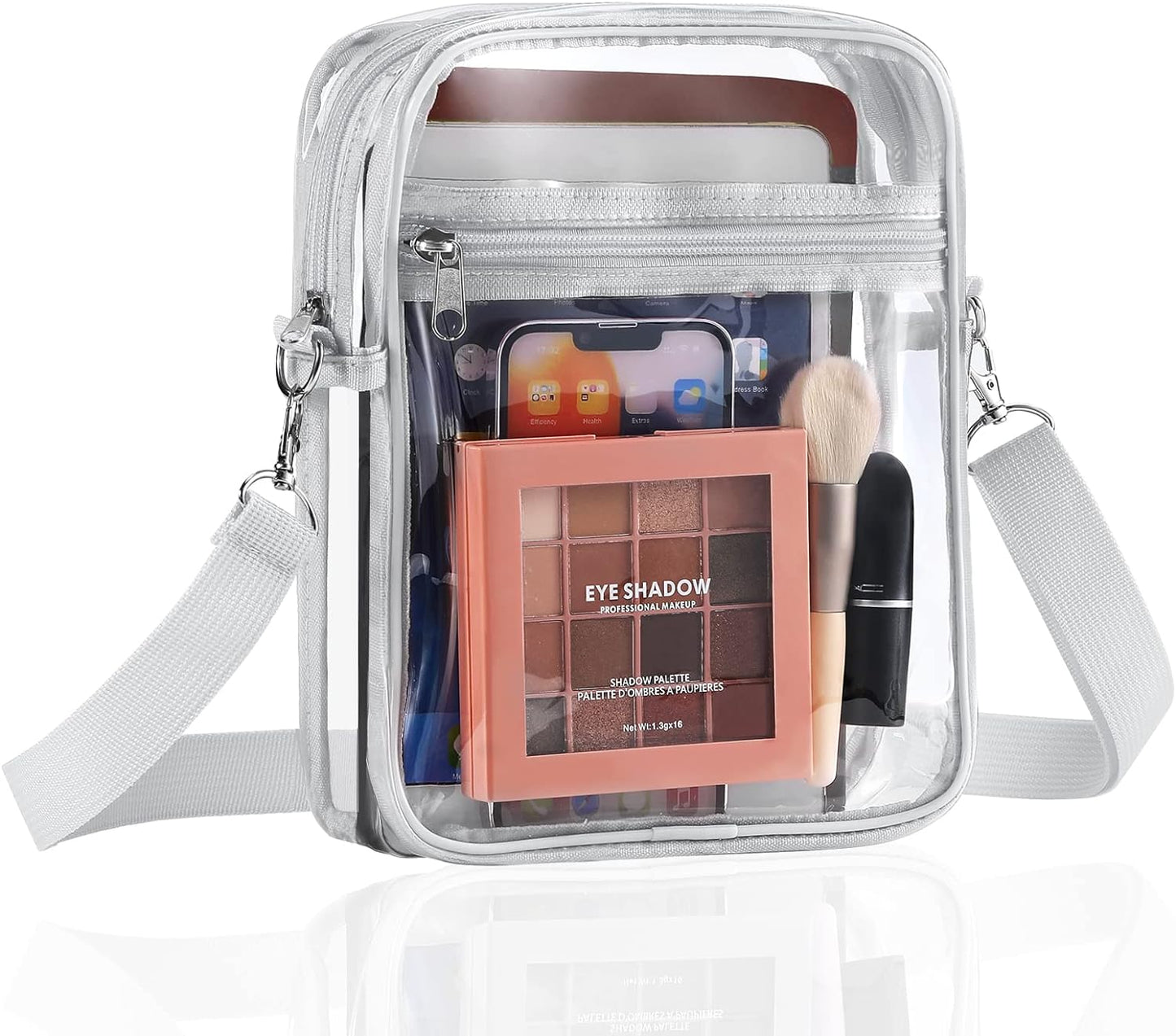 Clear Stadium-Approved Crossbody Bag with Adjustable Strap for Concerts, Festivals, and Sporting Events