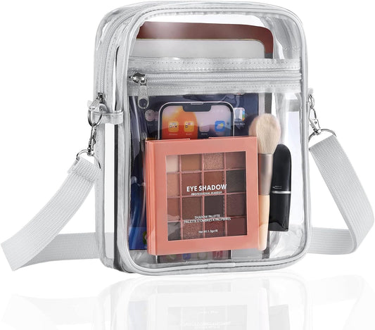 Clear Stadium-Approved Crossbody Bag with Adjustable Strap for Concerts, Festivals, and Sporting Events