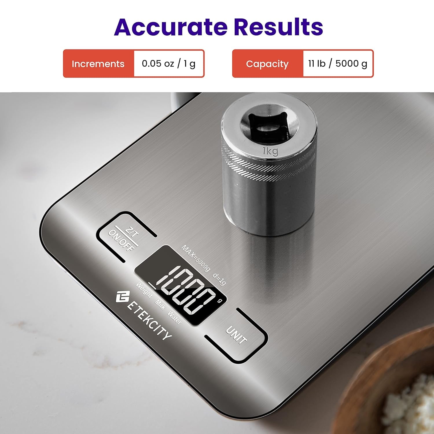 Digital Kitchen Scale for Grams and Ounces - Ideal for Weight Loss, Baking, Cooking, Keto, Meal Prep, and Postal Use - Compact Design in 304 Stainless Steel