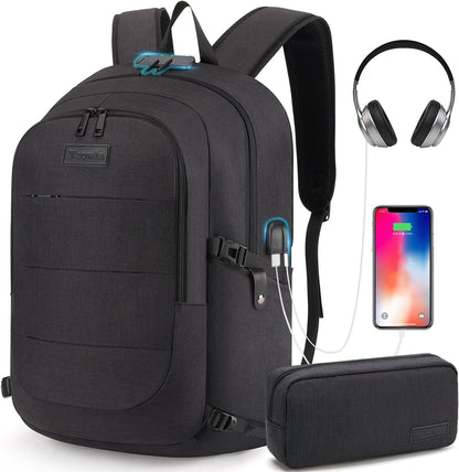 Water-Resistant Anti-Theft Laptop Backpack with USB Charging Port - 15.6 Inch Business Bag for Men and Women