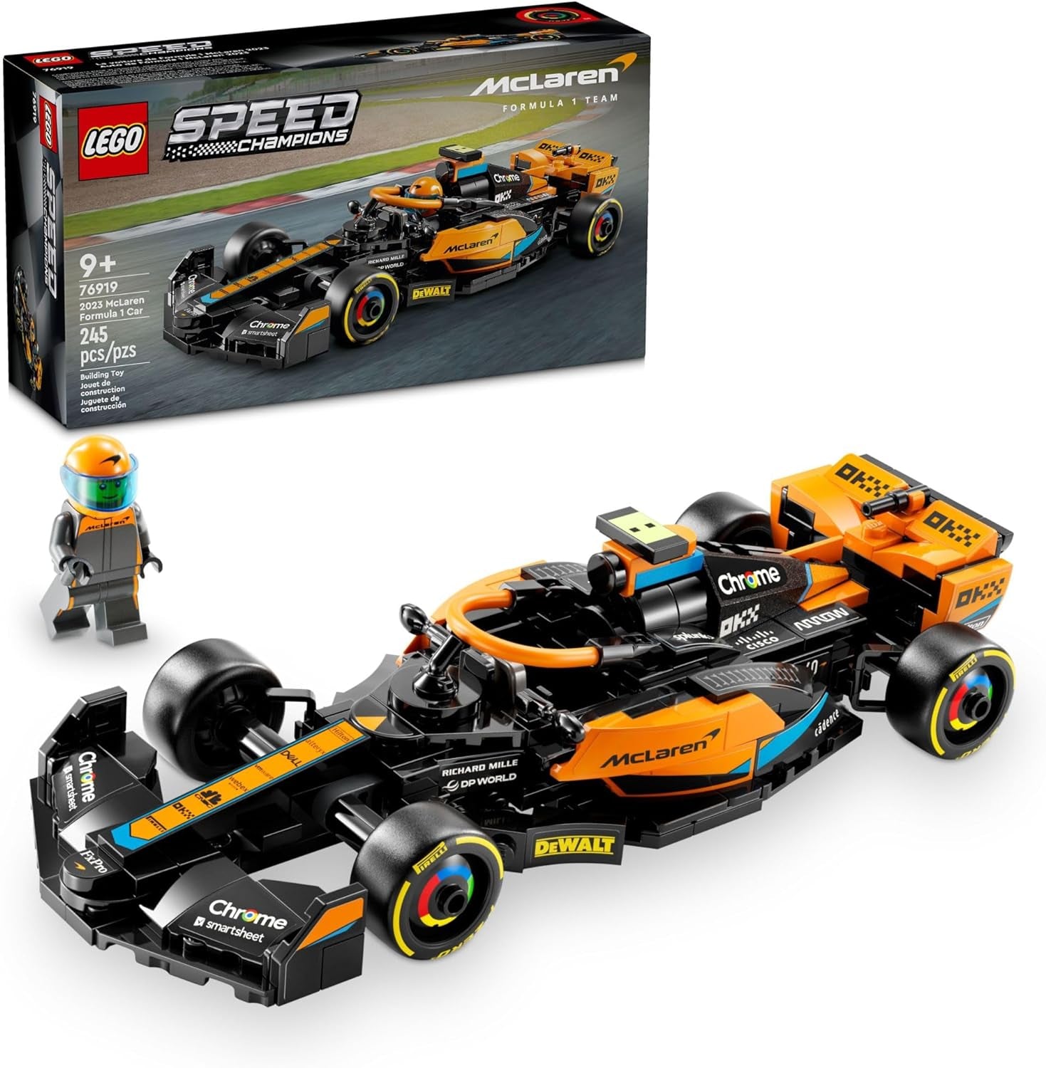 Speed Champions 2023 McLaren Formula 1 Race Car Building Set for Play and Display, Ideal Gift for Kids Ages 9 and Up, Model Number 76919