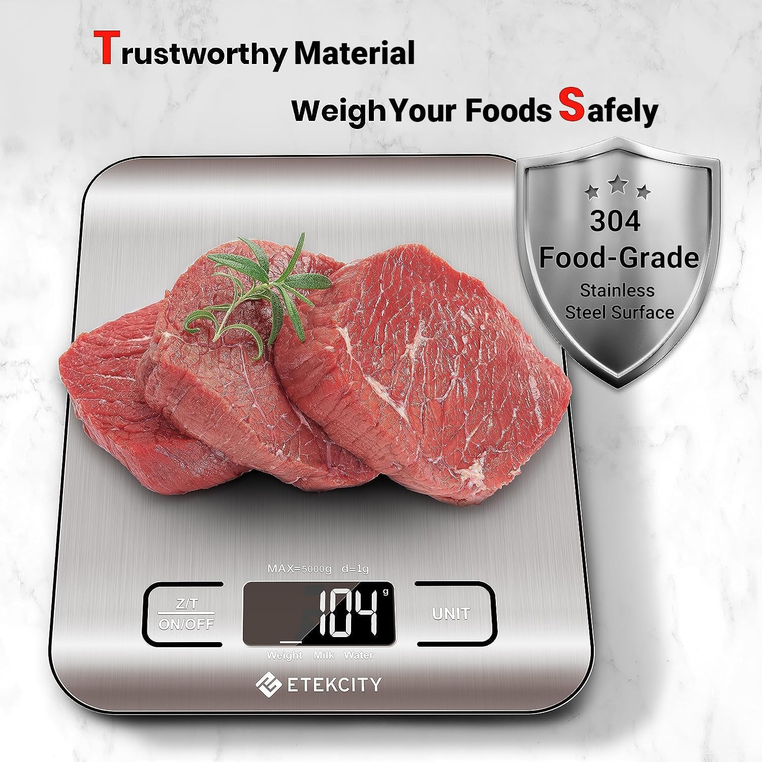 Digital Kitchen Scale for Grams and Ounces - Ideal for Weight Loss, Baking, Cooking, Keto, Meal Prep, and Postal Use - Compact Design in 304 Stainless Steel