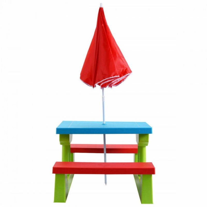 Children's Folding Picnic Table and Bench Set with Umbrella