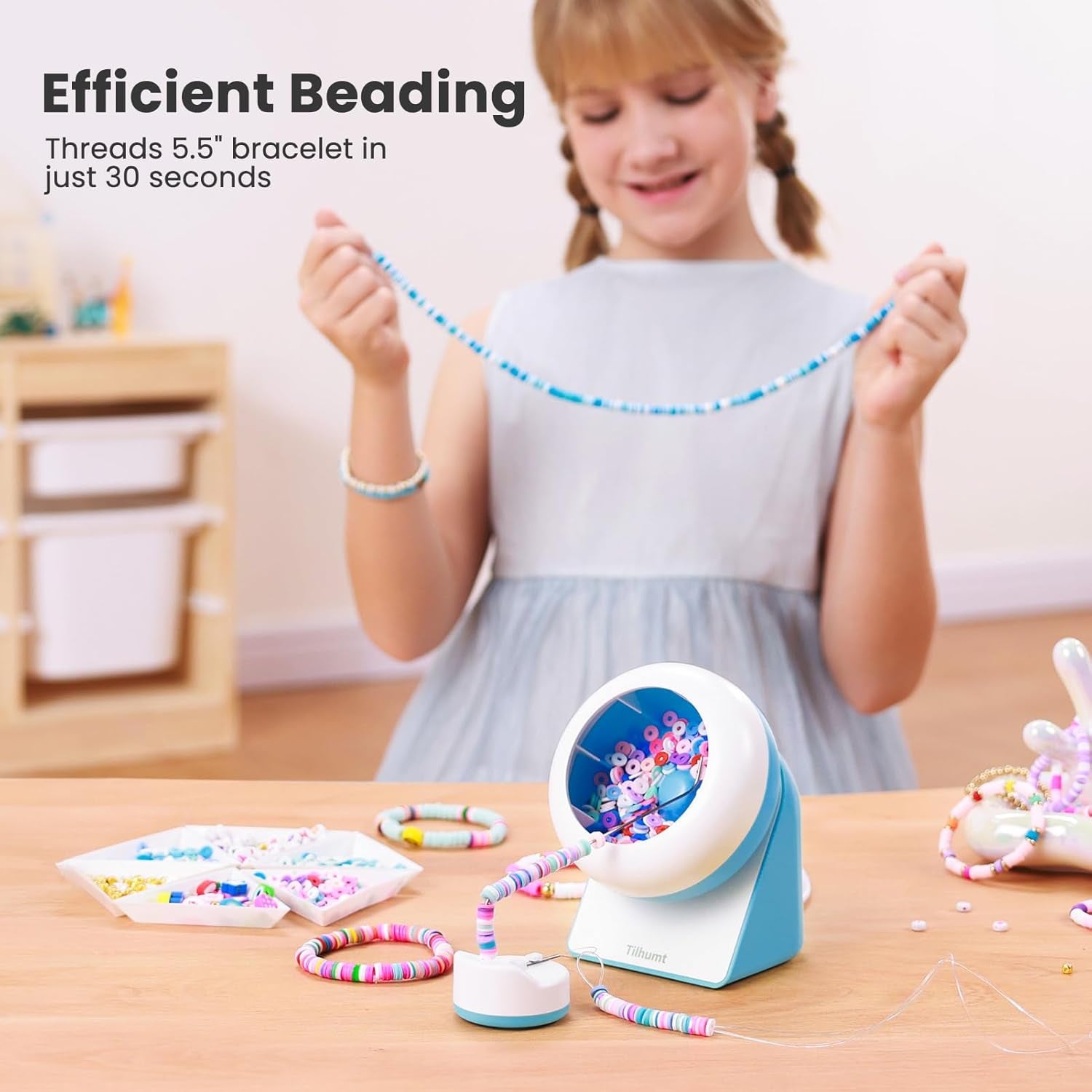 Electric Clay Bead Spinner Jewelry Crafting-Bead Bowl with Needles, Threads for Bracelet, Necklace, Waist Accessories 