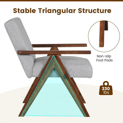 Contemporary Linen Fabric Accent Chair with Durable Solid Acacia Wood Frame