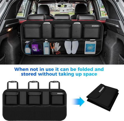 Premium Car Trunk Organizer with 9 Pockets and Durable Elastic Design for SUVs (Black, 42.5 x 20.5 in)