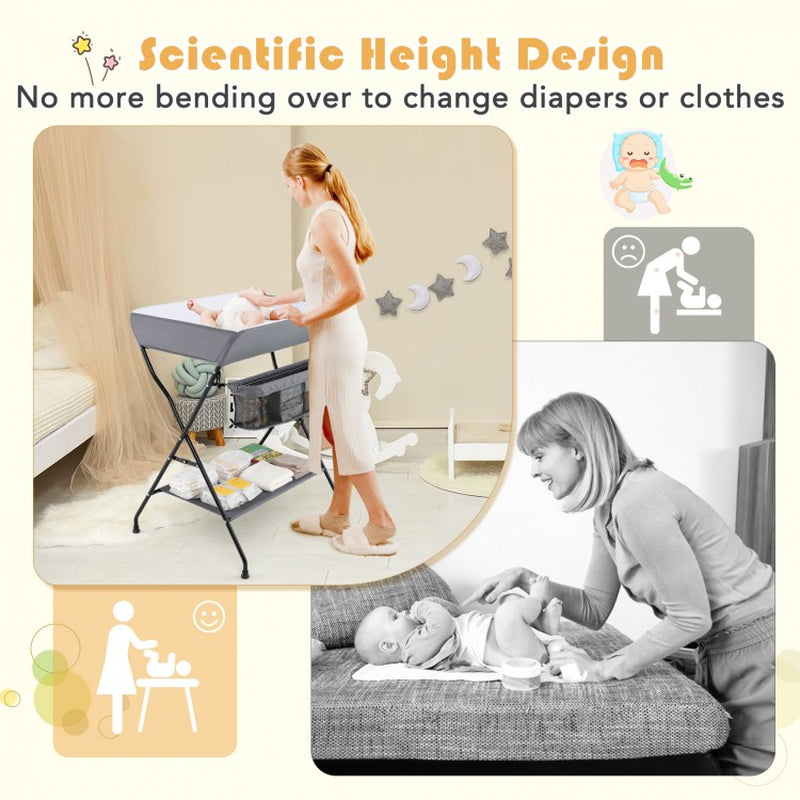 Foldable Diaper Changing Table with Baby Storage Solutions