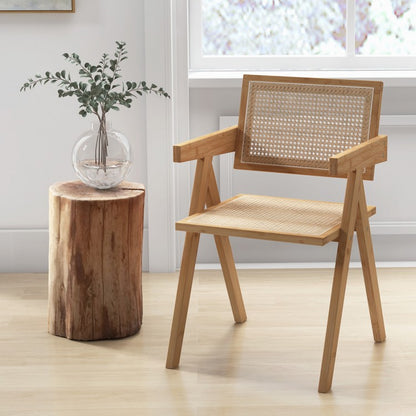 Set of Two Rattan Accent Chairs with Natural Bamboo Frame