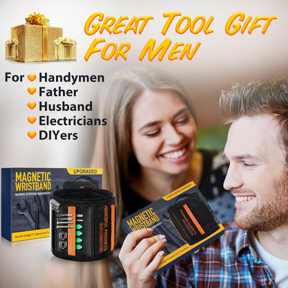 Magnetic Wristband Tool Holder for Men - Strong Magnet Wrist Tool Belt Set, Ideal Christmas Stocking Stuffer and Birthday Gift for Dads and Men