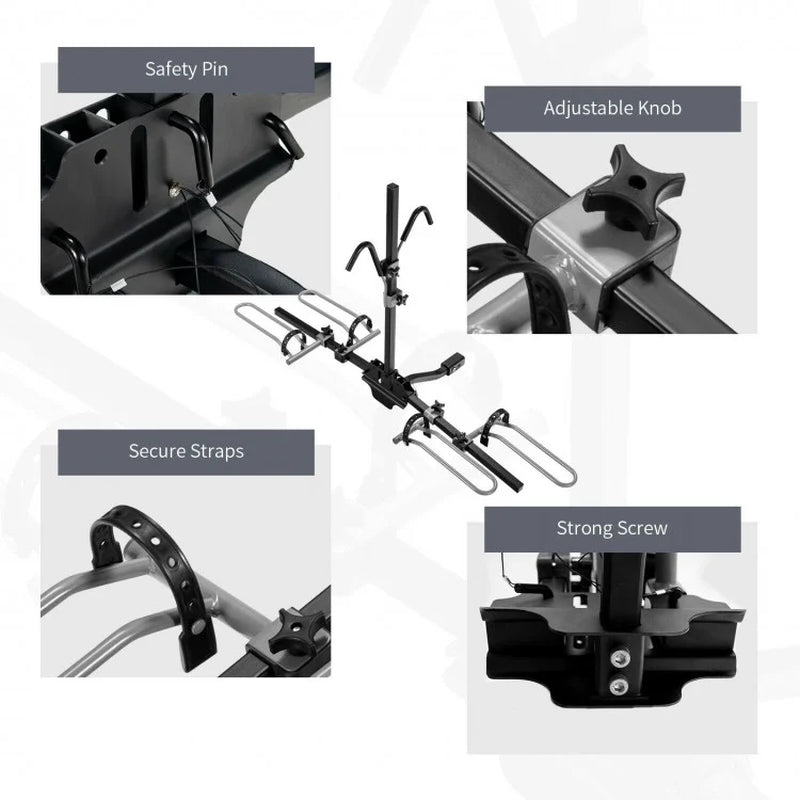 Hitch-Mounted Bike Rack for Two Bikes - Compatible with 1-1/4 Inch and 2 Inch Receivers