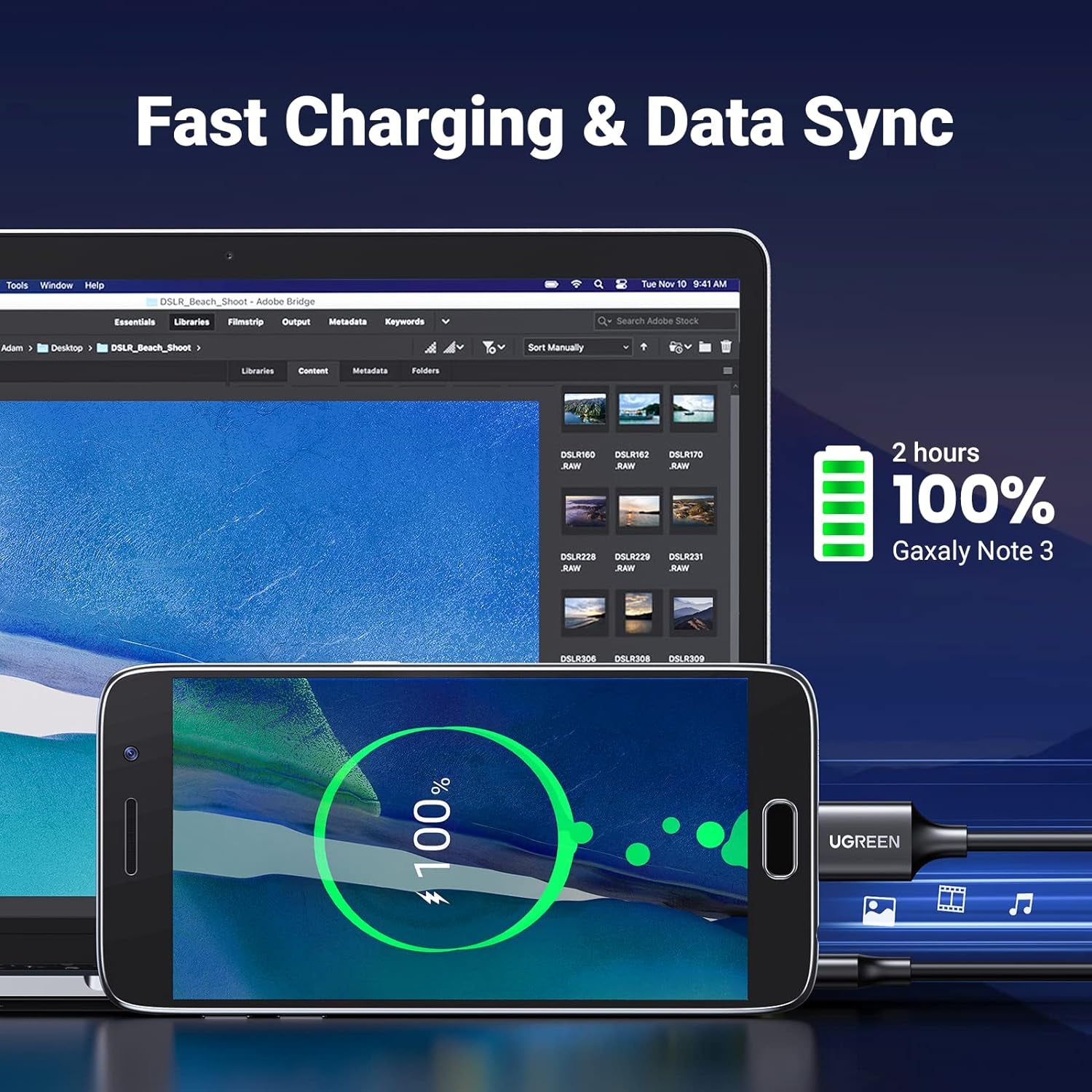 Micro USB 3.0 to Micro B Male Cable for Charging and Data Sync - Compatible with External Hard Drives and More