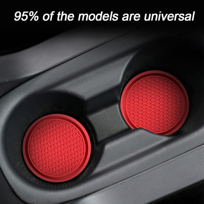 Universal Non-Slip Car Cup Holder Coasters - 4 Pack, 2.75 Inch Diameter, Durable Accessory for Most Vehicle Interiors (Red)