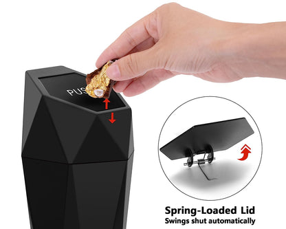 Car Trash Can with Lid - Set of 2 Mini Cup Holder Trash Bins, Leakproof, Includes 2 Hooks and 90 Trash Bags - Black