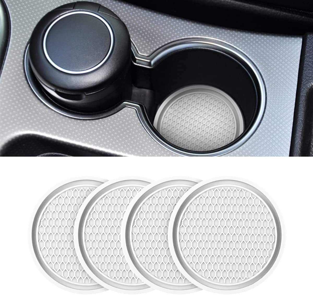 Universal Non-Slip Car Cup Holder Coasters - 4 Pack, 2.75 Inch Diameter, Durable Accessory for Most Vehicle Interiors (Red)