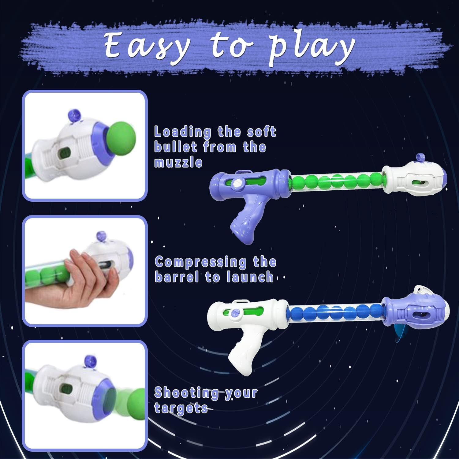 Foam Ball Popper Shooting Game Set for Children Ages 6+ Includes 2 Air Guns, Shooting Target, and 24 Foam Balls
