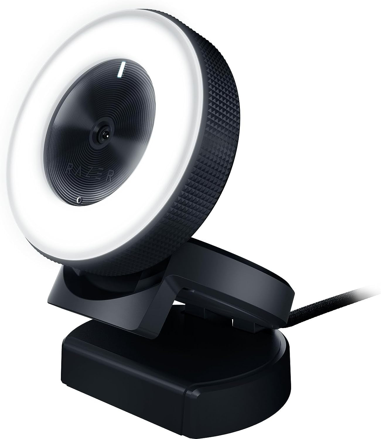 Full HD Streaming Webcam with Adjustable Ring Light, Built-In Microphone, and Autofocus - Compatible with Zoom, Teams, and Skype