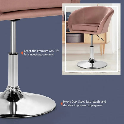 360-Degree Swivel Accent Chair with Round Back and Chrome Frame for Makeup Application