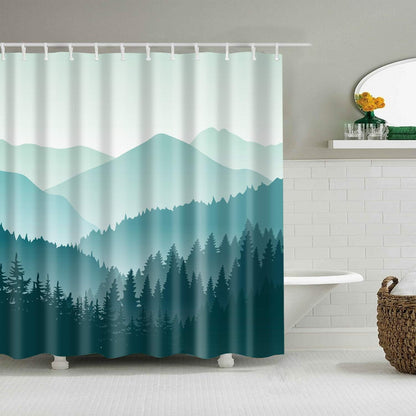 Modern Waterproof Polyester Bath Shower Curtain Set with Hooks and Elegant Design