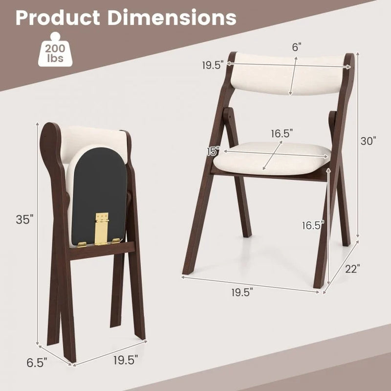 Set of 2 Folding Chairs with Cushioned Backrest and Seat for Enhanced Comfort