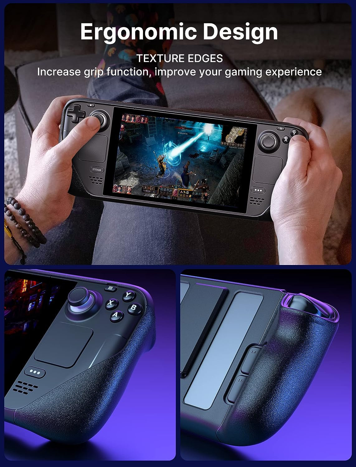 Adjustable Angle Kickstand Case for Steam Deck and Steam Deck OLED -TPU Protective Cover - Shock Absorption, Non-Slip, Anti-Scratch 