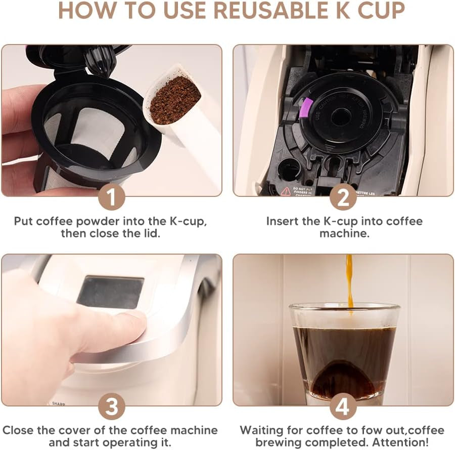 Universal Fit Reusable K Cups - 6 Pack Eco-Friendly Coffee Filters with Food Grade Stainless Steel Mesh for Keurig 1.0 and 2.0 Brewers