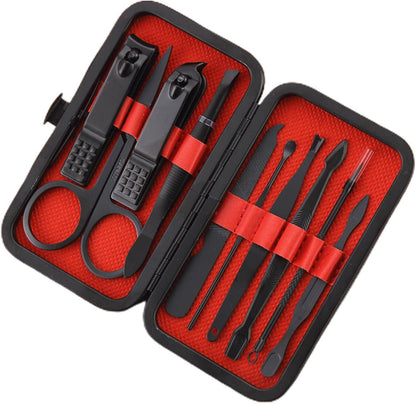 Professional 12-Piece Stainless Steel Manicure and Pedicure Set with Luxurious Travel Leather Case - (Black)