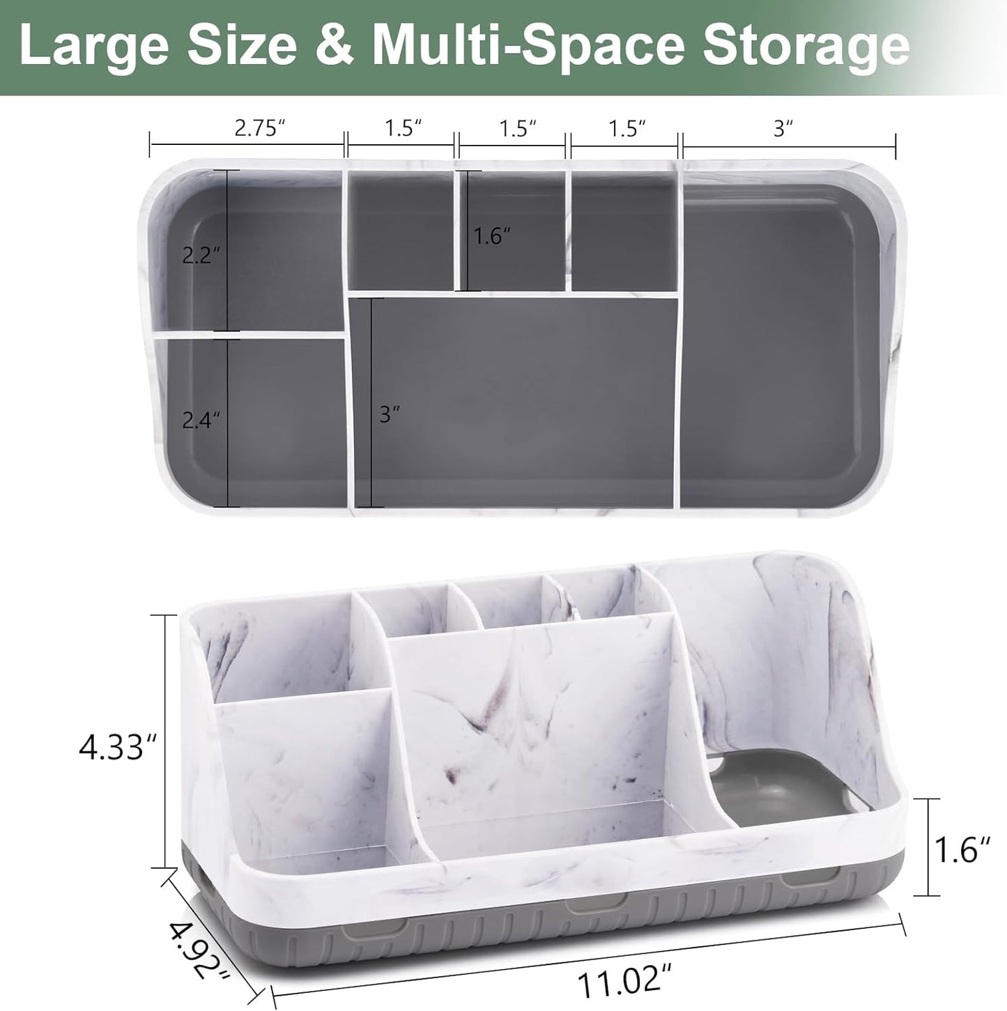 Detachable 7-Slot Marble Bathroom Organizer for Electric Toothbrushes and Toothpaste 