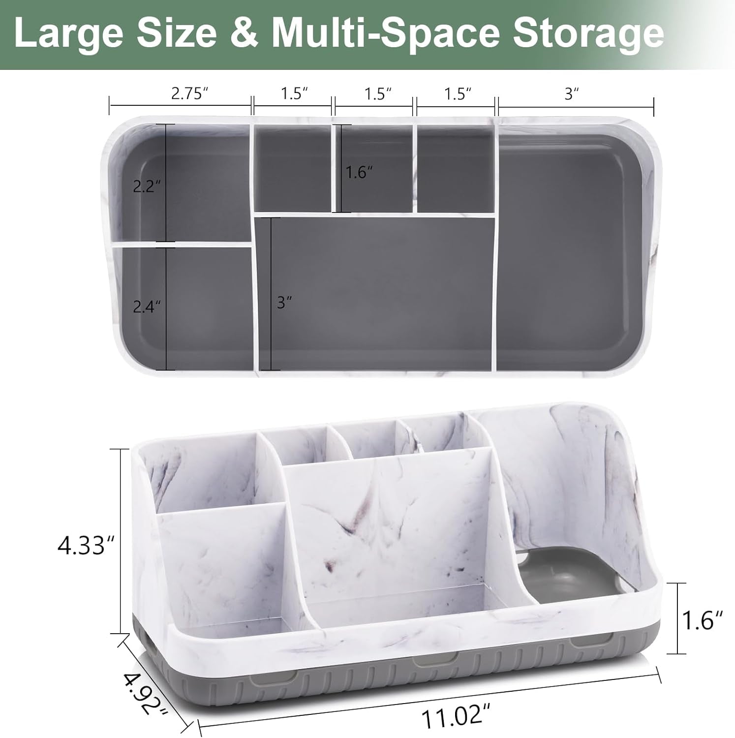 Detachable 7-Slot Marble Bathroom Organizer for Electric Toothbrushes and Toothpaste 